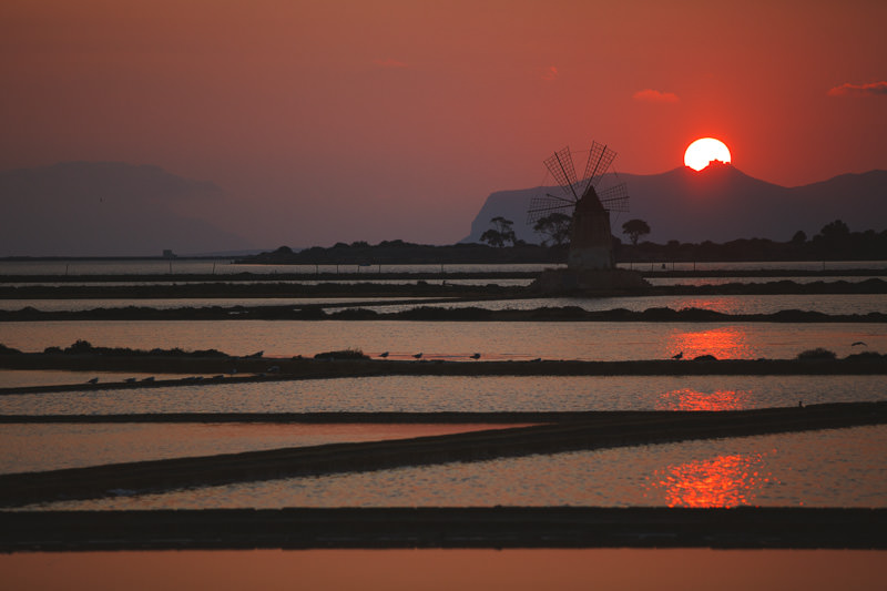 Night at the Salt extraction field of Mothia