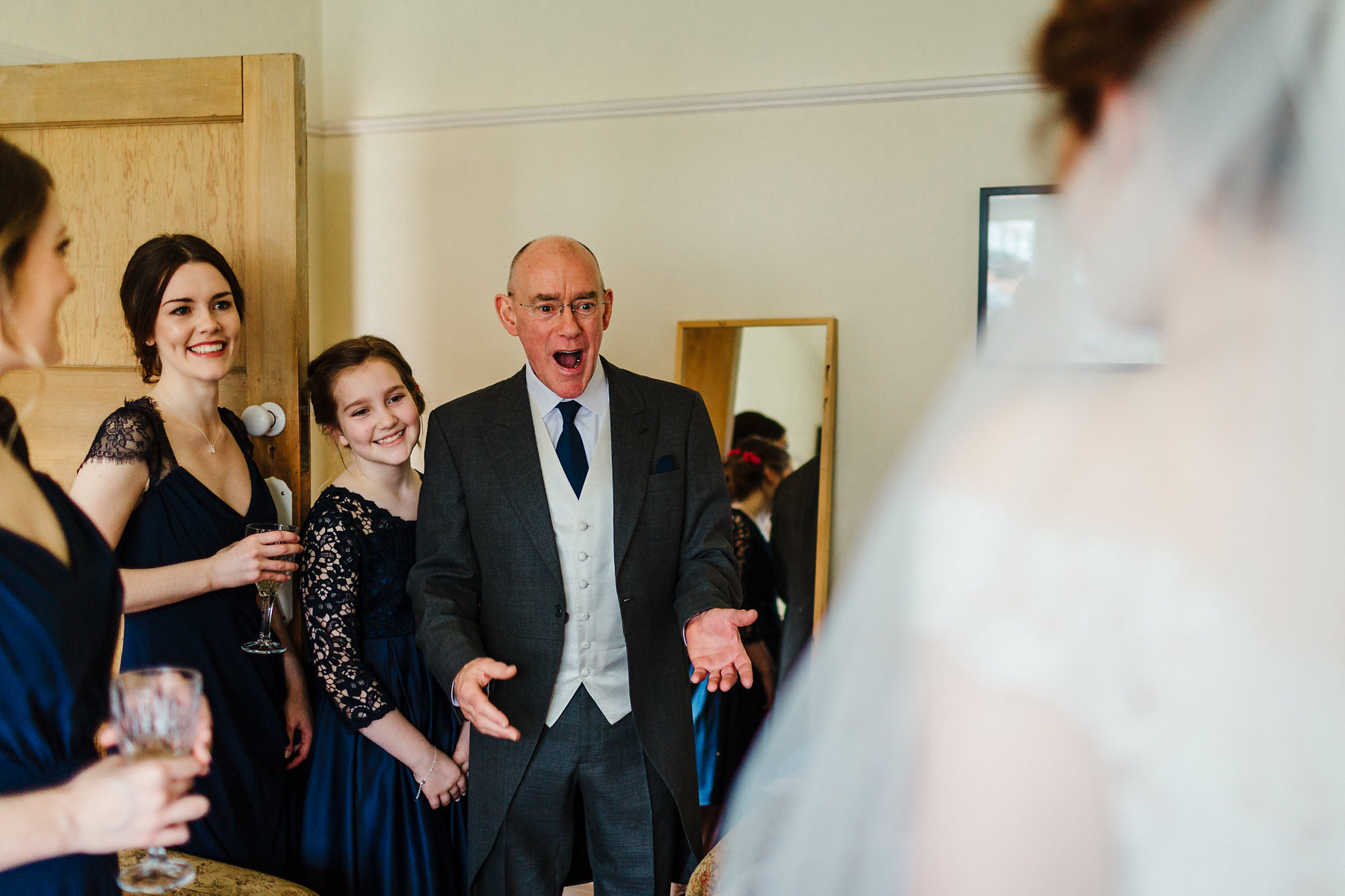 First look with father of the bride photography