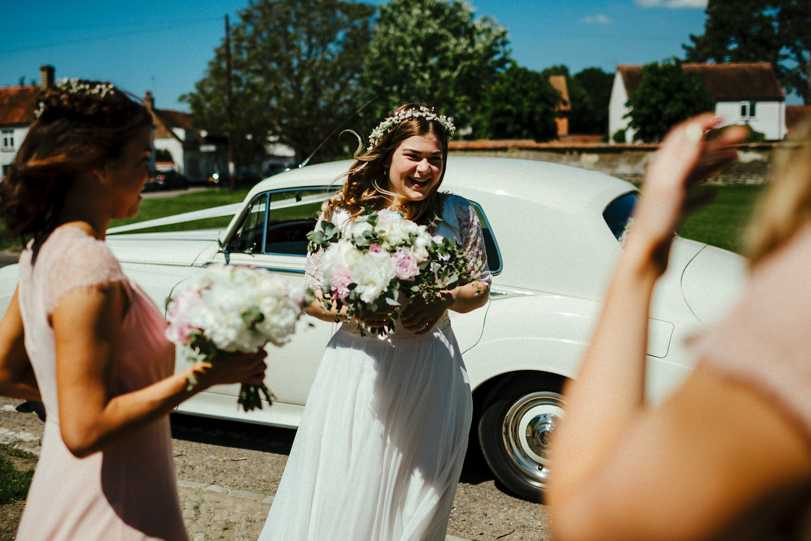 Bride arrives at St Mary's church in Haddenham