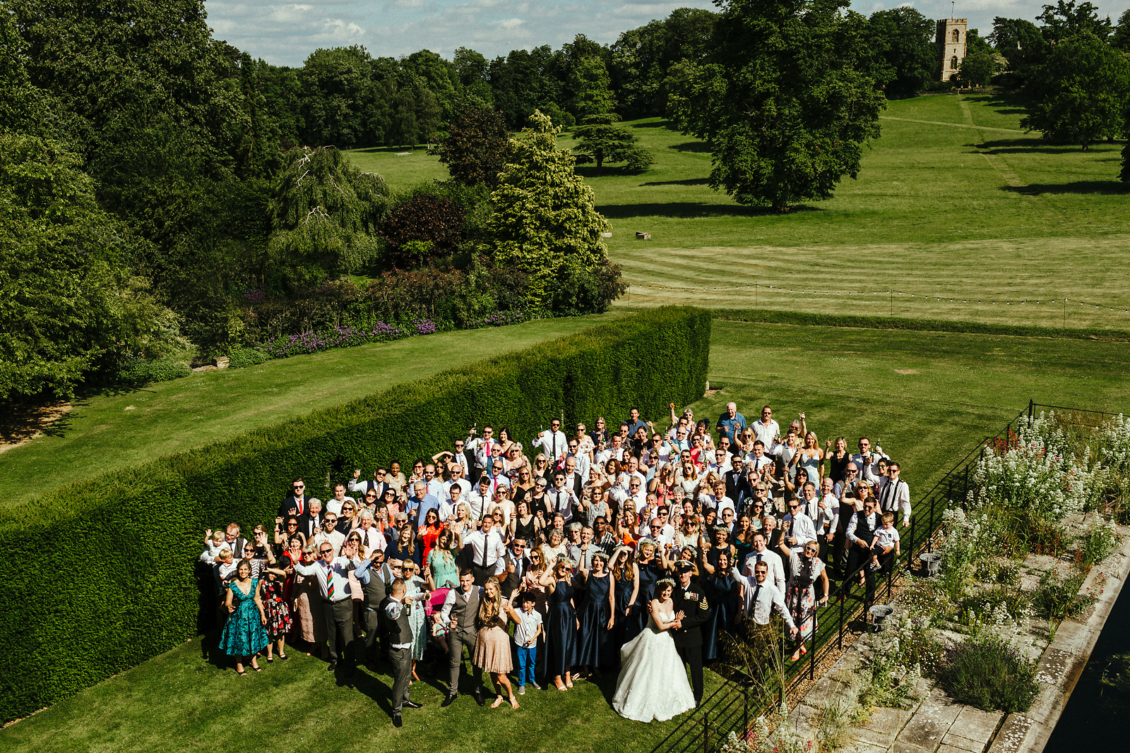 Courteenhall Estate wedding group photo