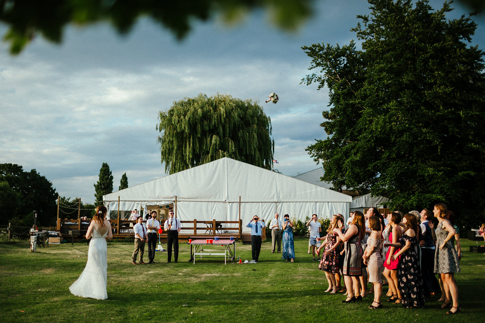 Ravens Ait wedding bouquet throwing