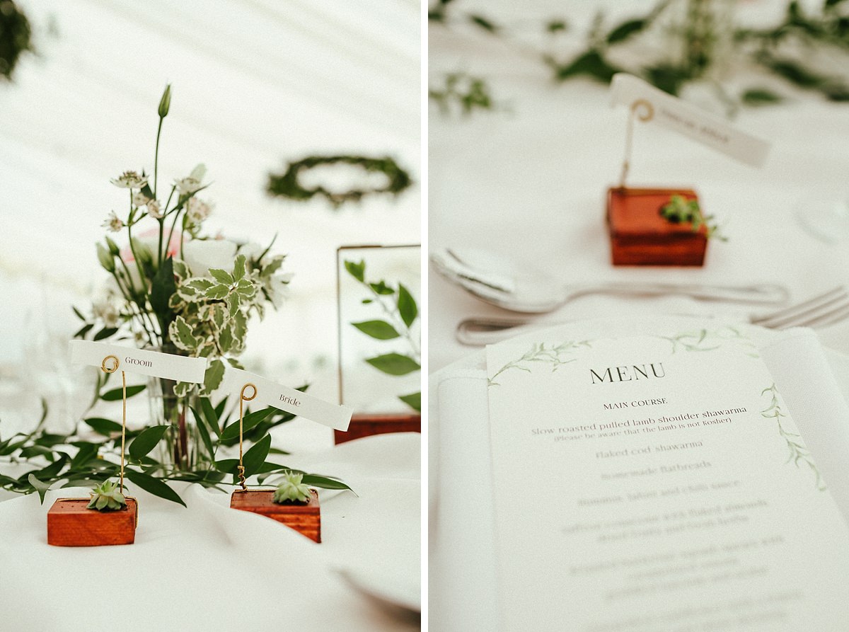 White and green rustic wedding table decorations