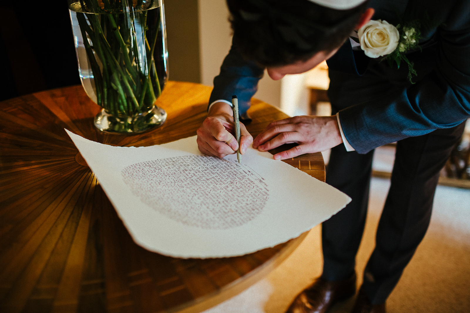 Signing of registrar book at jewish wedding