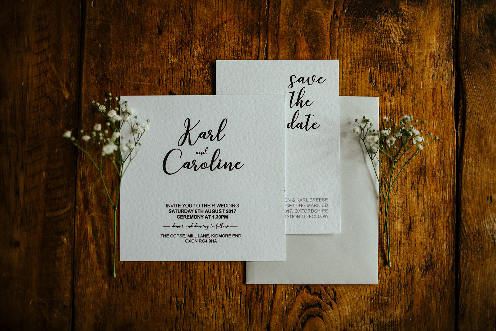 Beautiful black and white wedding invitation