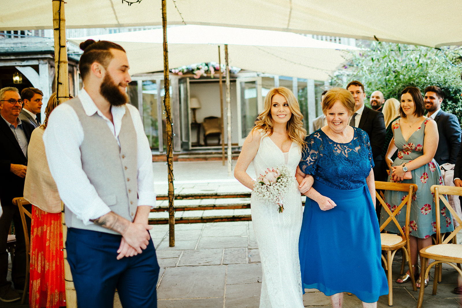 Arrival of the bride at the Copse wedding venue