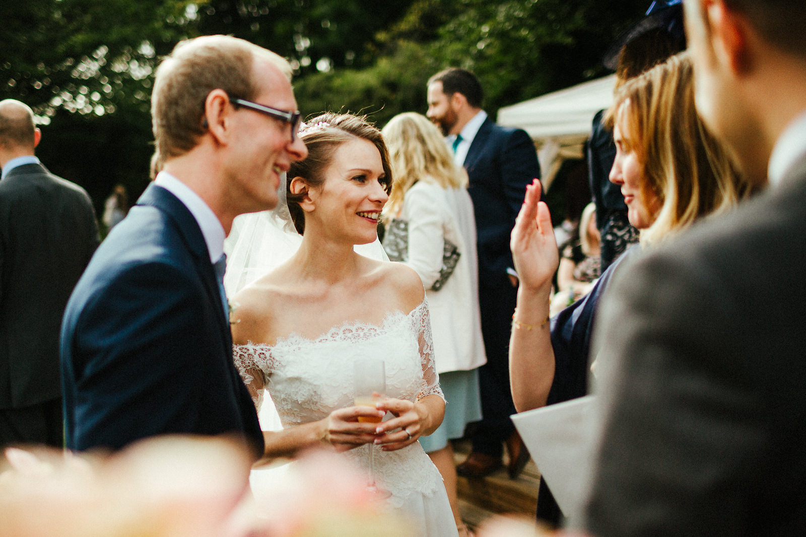 Outdoor receptions drinks at Kings Chapel