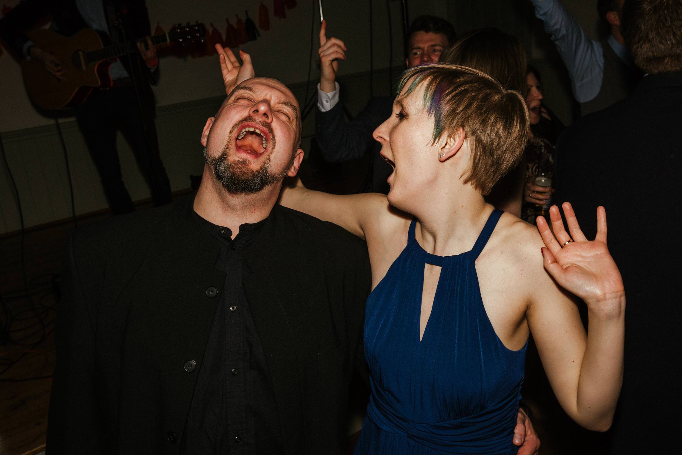 Evening party shots at wedding in Hastoe Village Hall