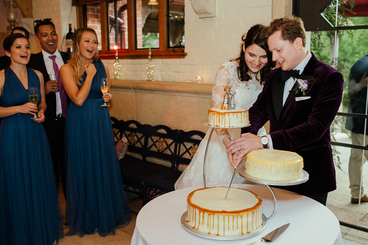 Cake cutting at Waddesdon Manor wedding