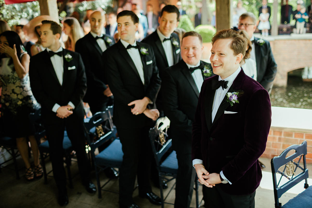 Groom waiting at The Dairy wedding ceremony