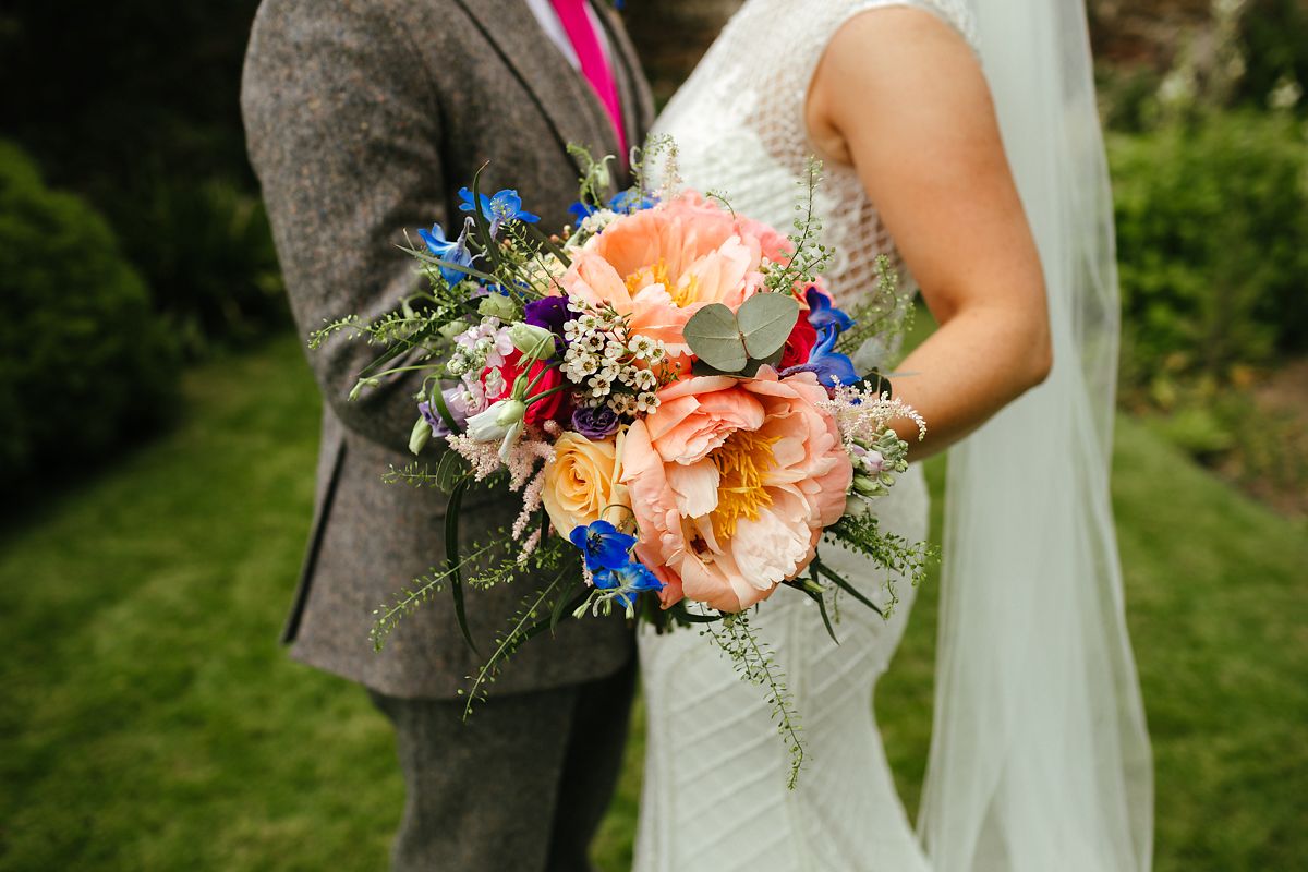 Fresh peonies wedding bouquet