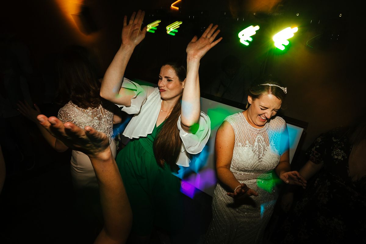 Fun wedding party dance photos