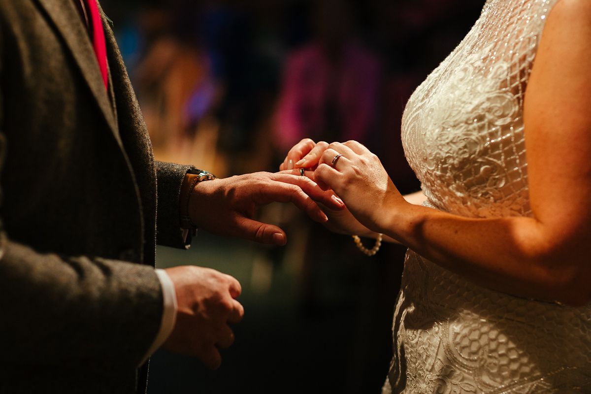 Exchange of rings at Great Barn in Devon