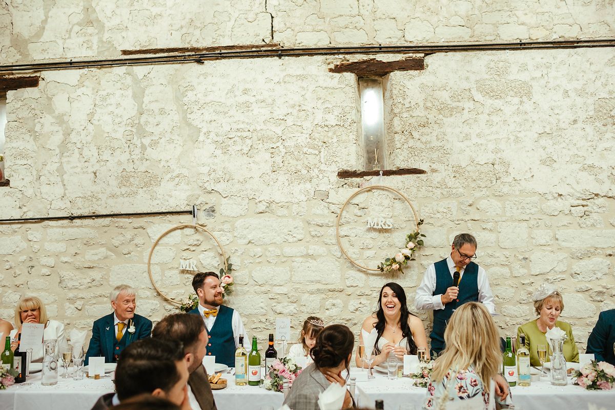 Wedding speeches in the barn