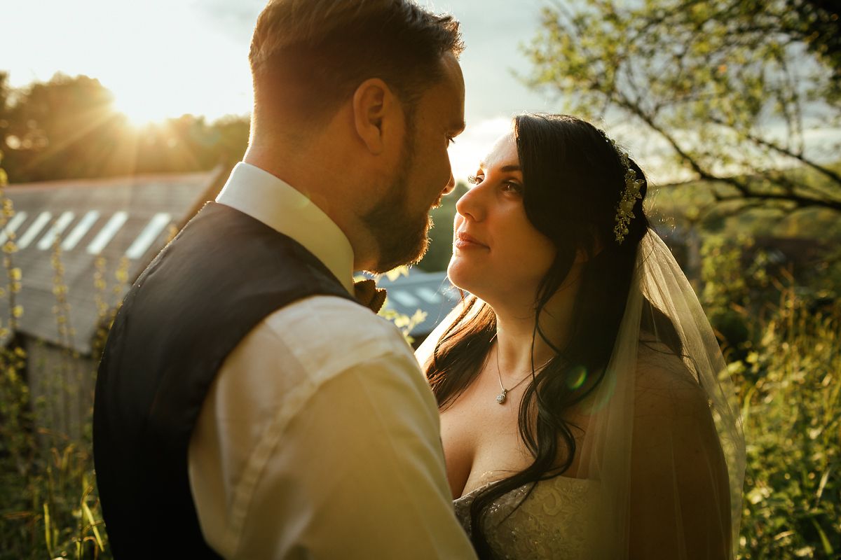 Sunset photos on a wedding day