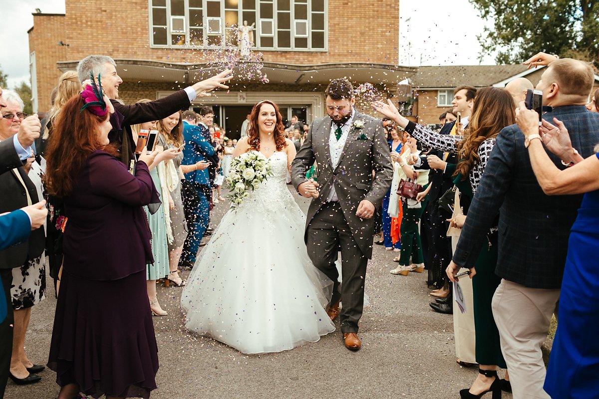 Confetti after catholic wedding ceremony