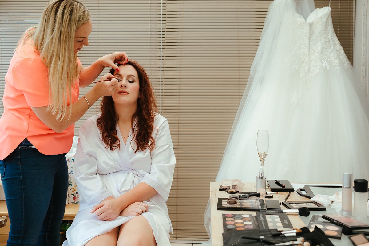 Bride getting ready at home