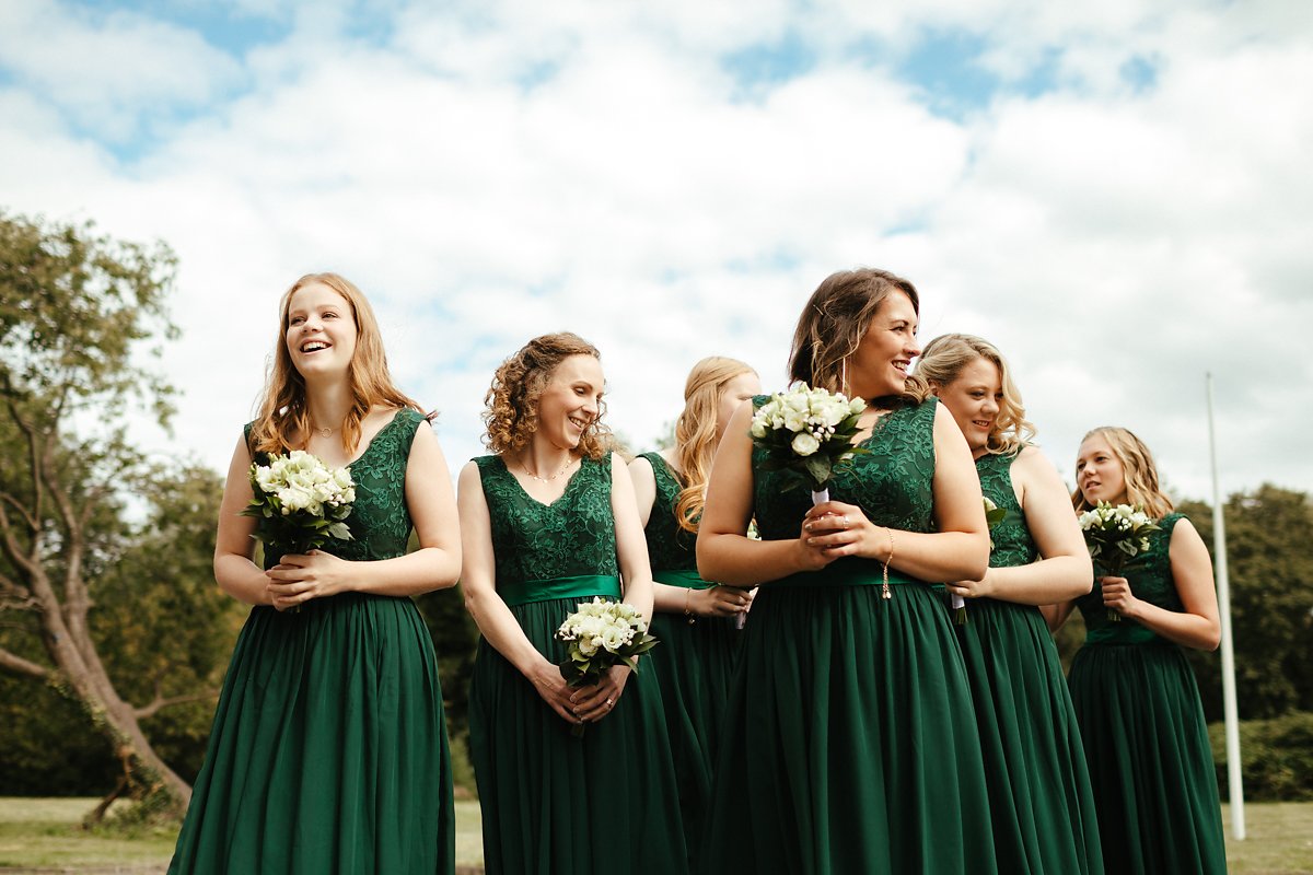 Full length green bridesmaids dresses