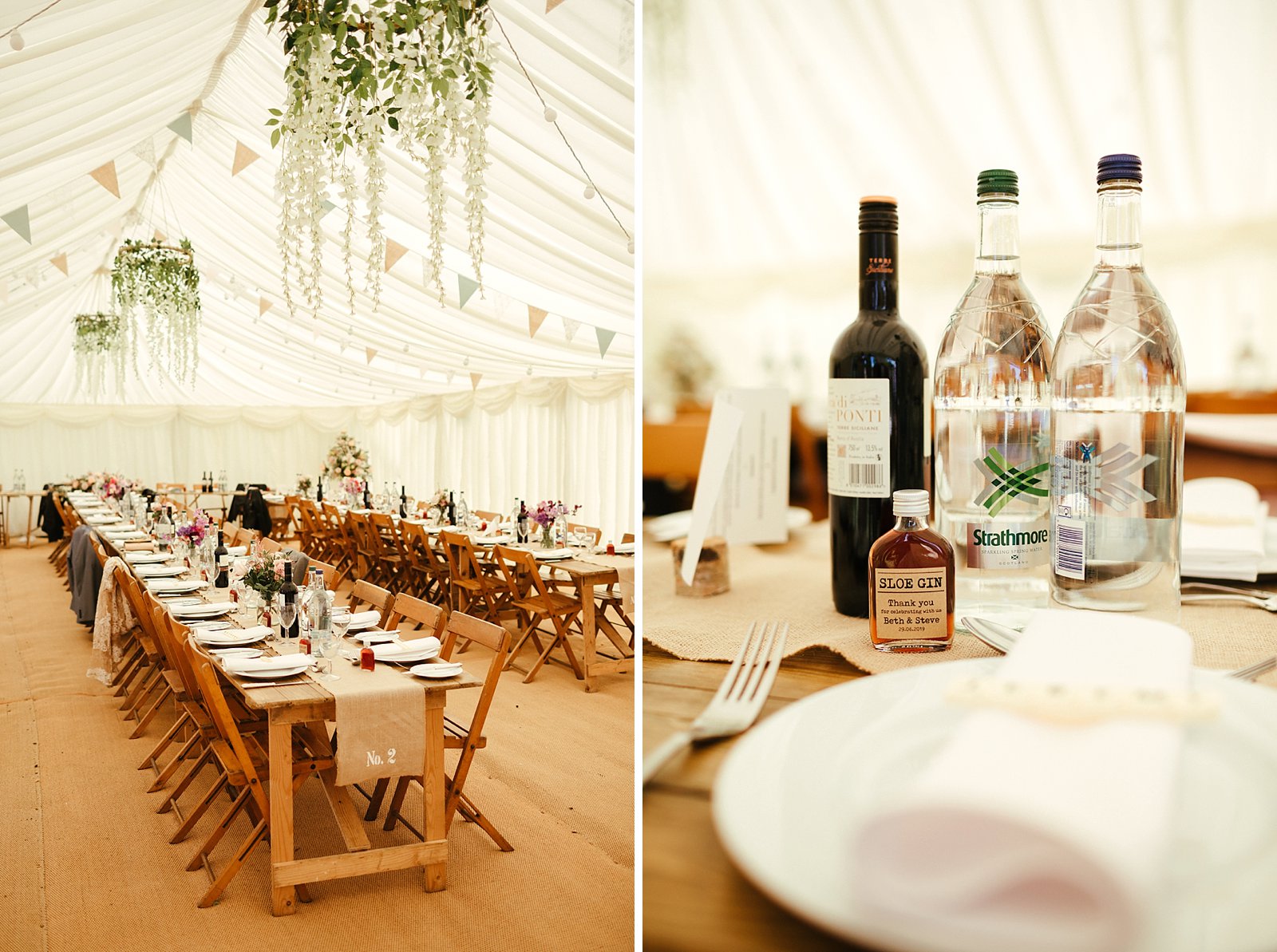 Rustic marquee wedding decorations