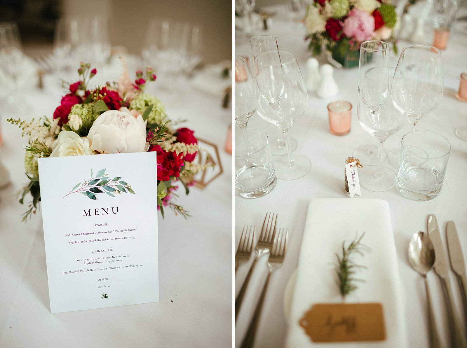 The White Barn wedding decorations at Merriscourt