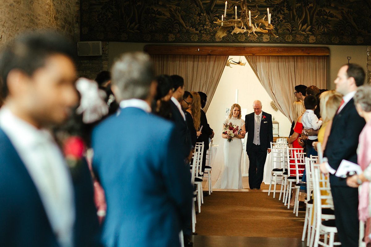 Arrival of the bride and dad in Merriscourt