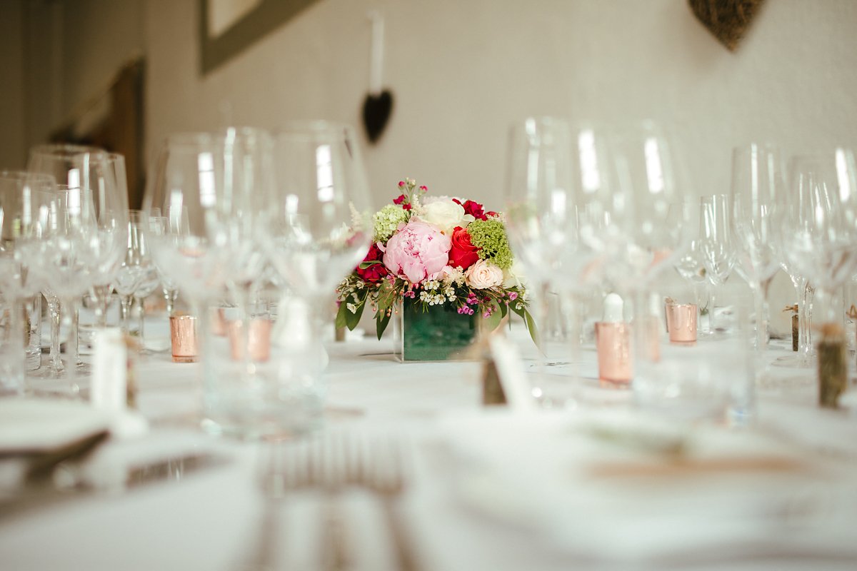 The White Barn wedding decorations at Merriscourt