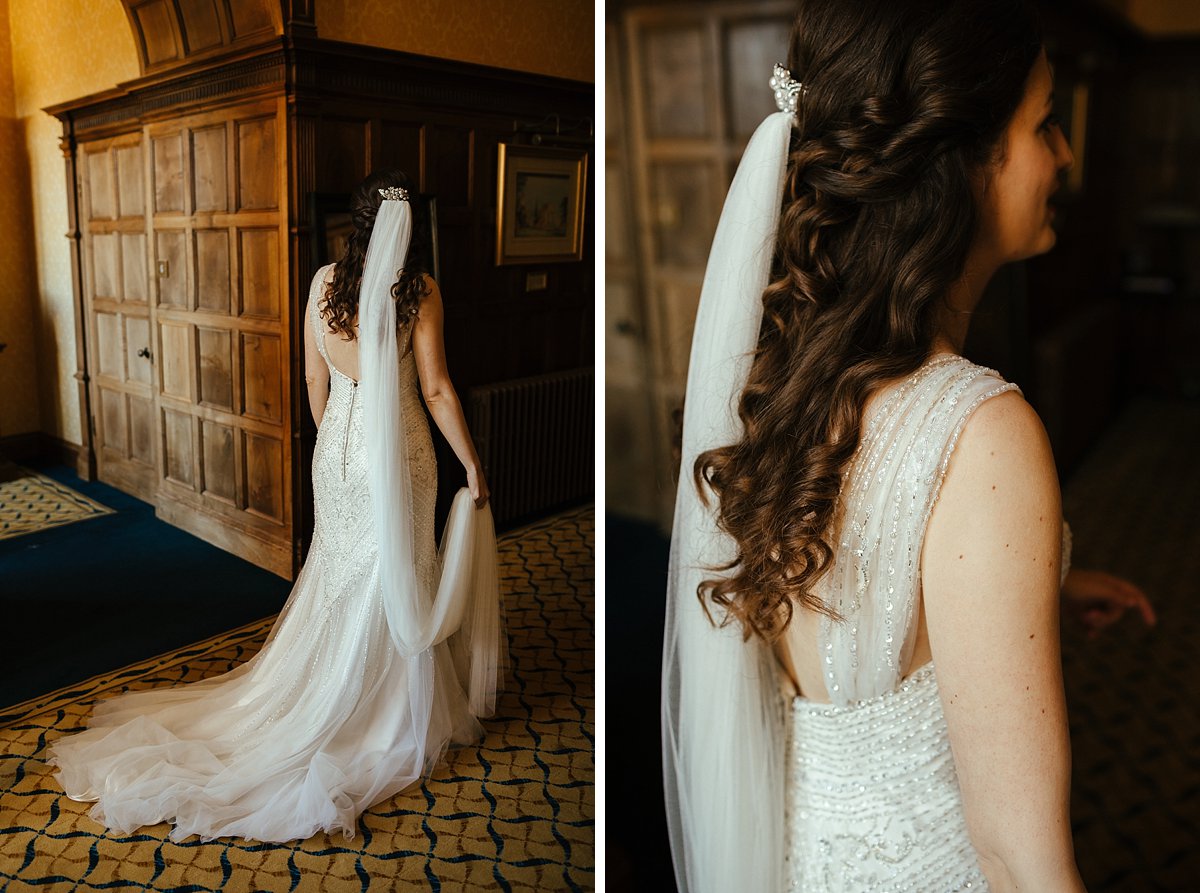 Elegant back of the wedding dress