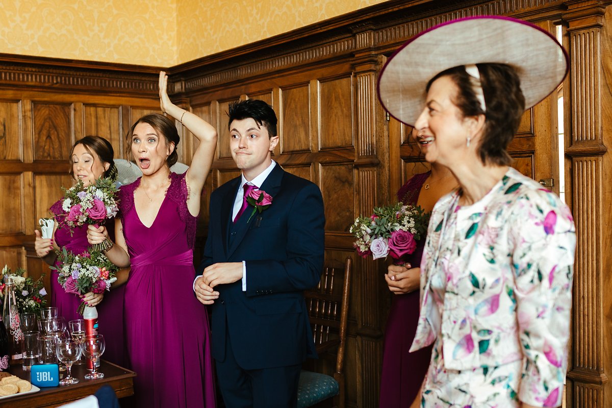 First look with dad and the bridal party