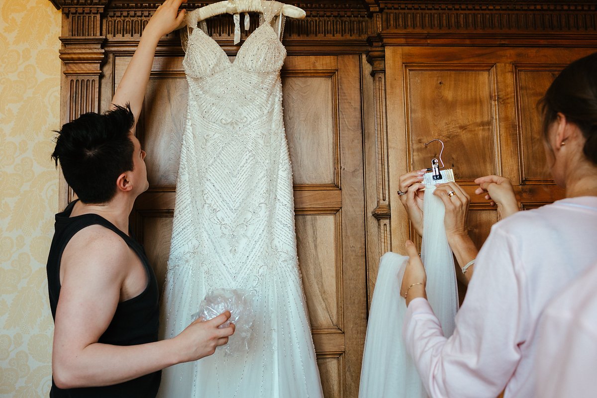 Bridal full length white dress in Ashridge