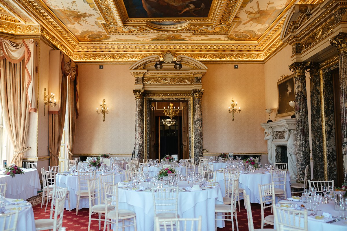 Elegant wedding table decoration in Ashridge House