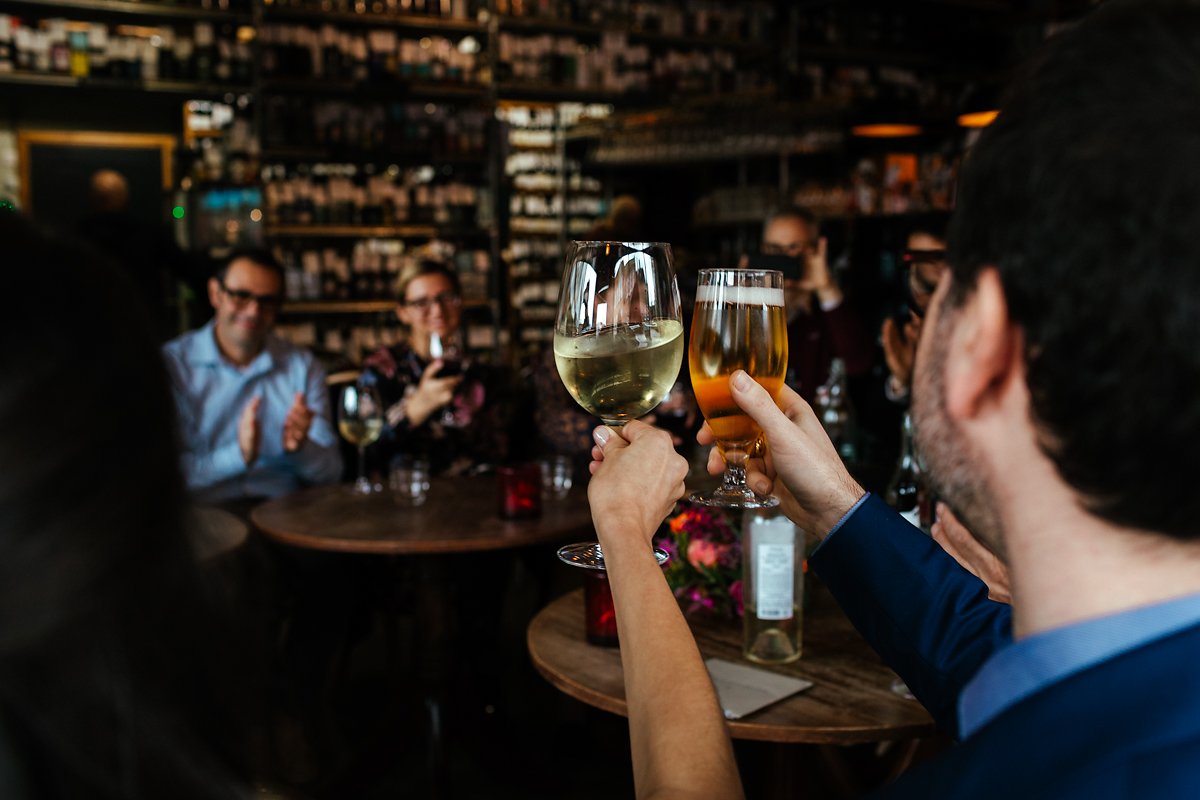 Wedding Reception drinks at Cambridge Wine Bar