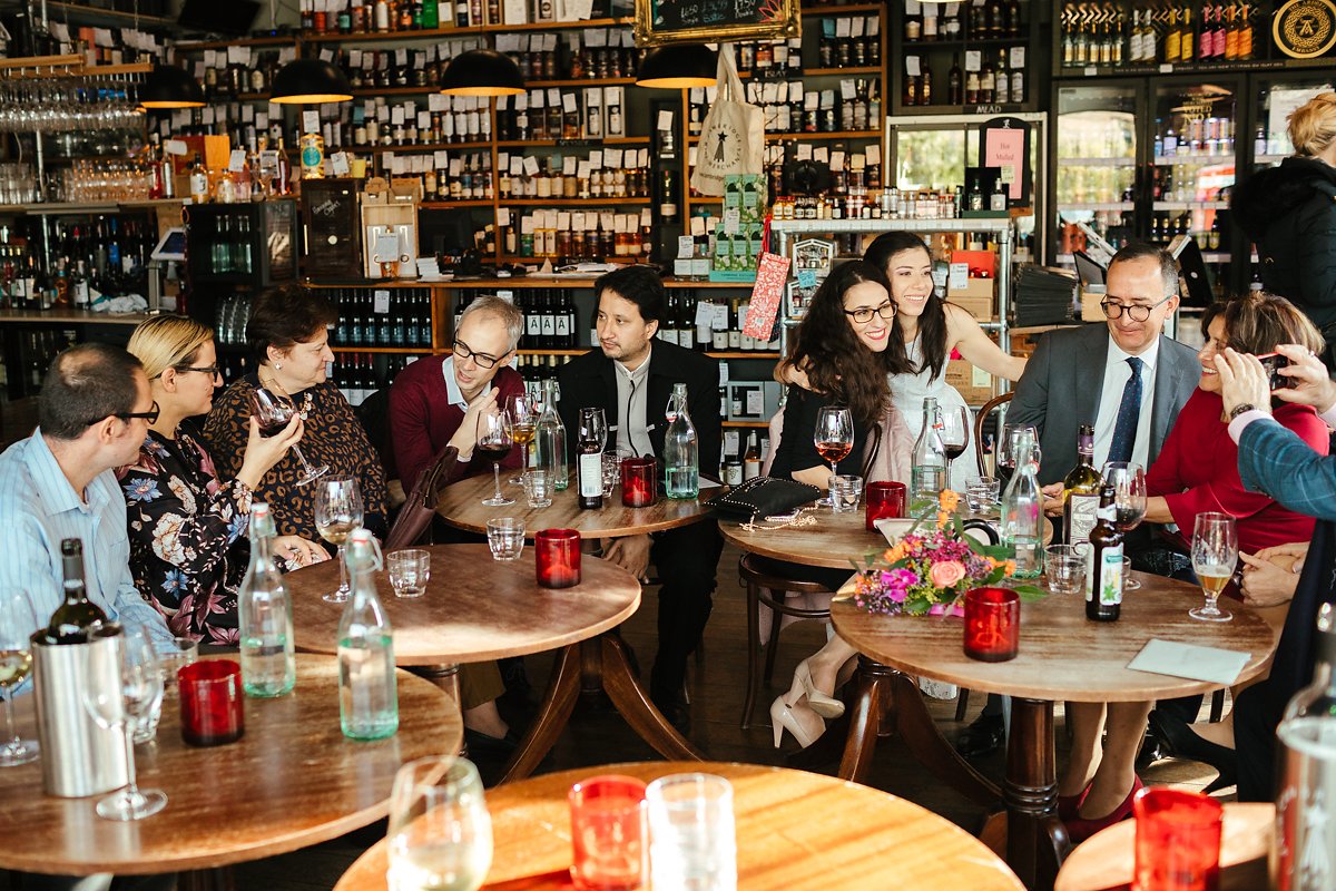 Wedding guests at Wine Bar