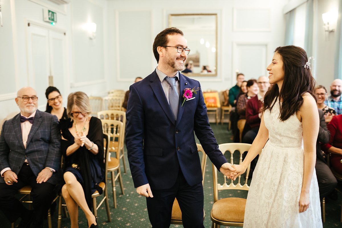 Intimate wedding ceremony at Cambridge Town Hall