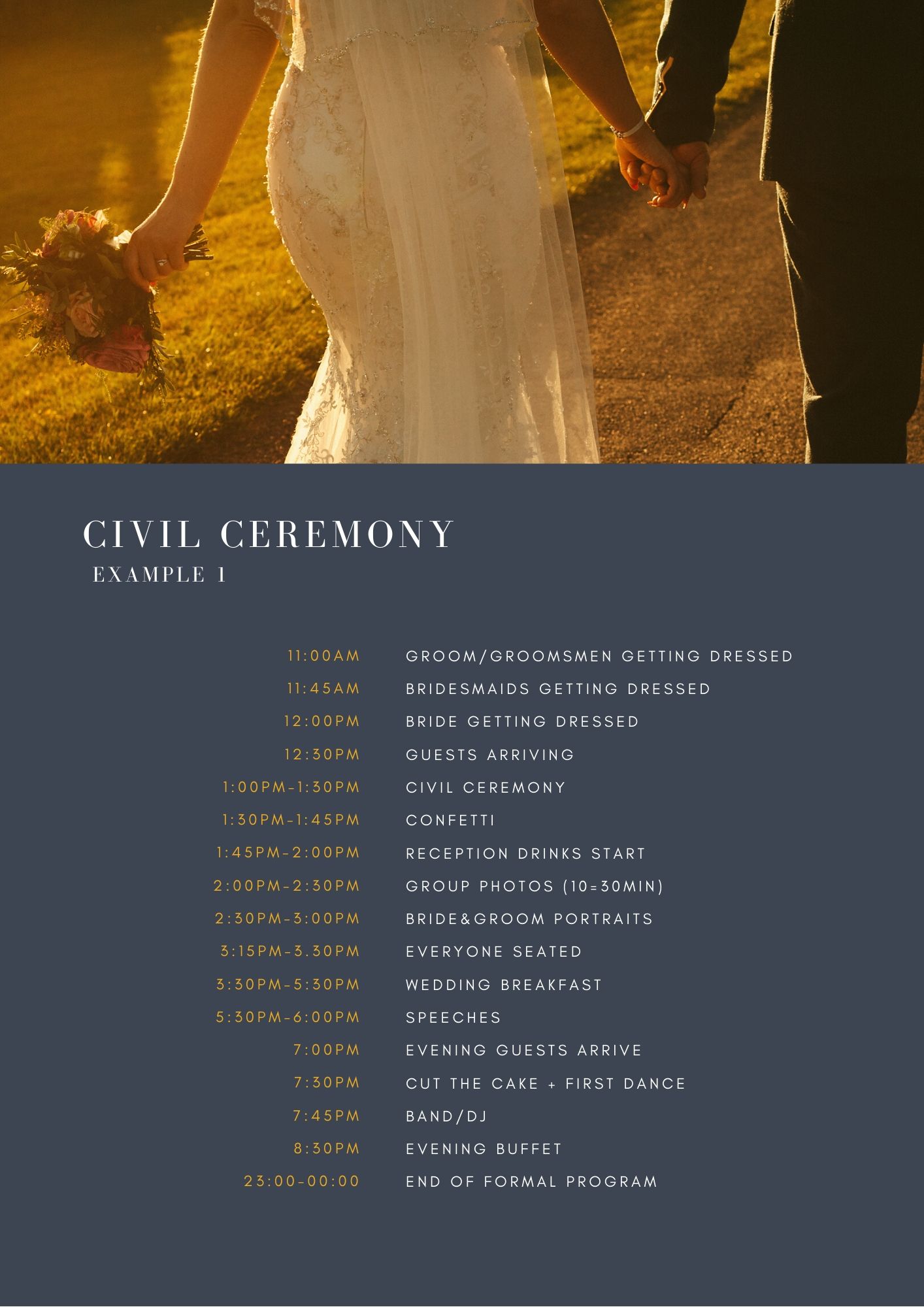 Simple Wedding Timetable Example