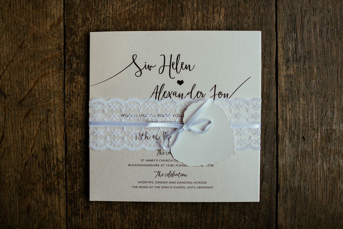 Personalised white wedding invitation