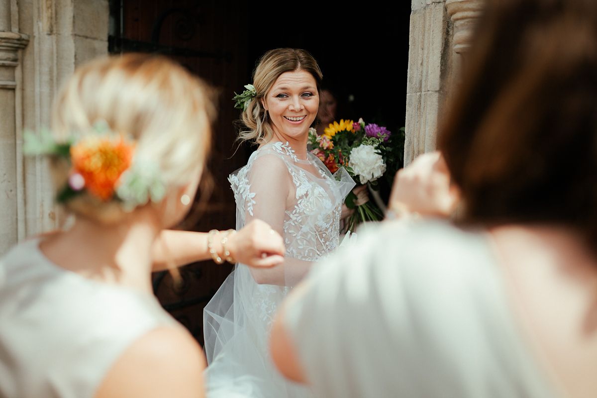 Arrival of the wedding party at St Mary's church in Old Amersham