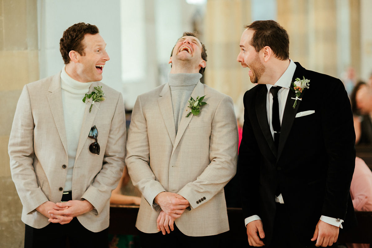 White roll neck groomsmen tops