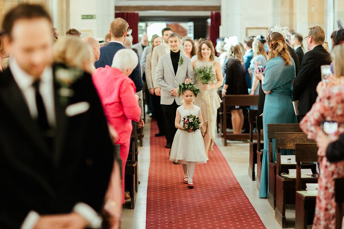 Arrival of the wedding party at St Mary's church in Old Amersham