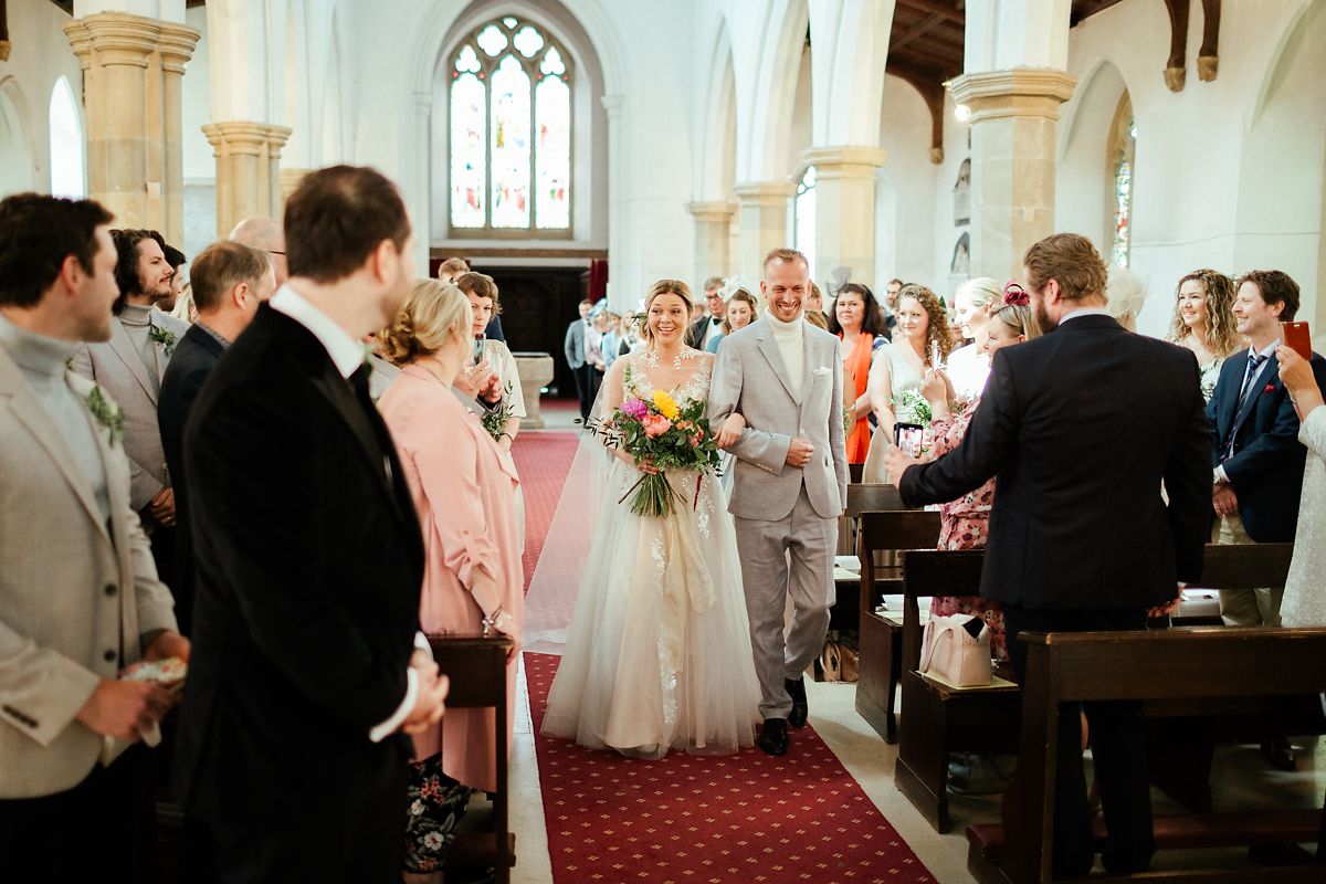 Arrival of the wedding party at St Mary's church in Old Amersham