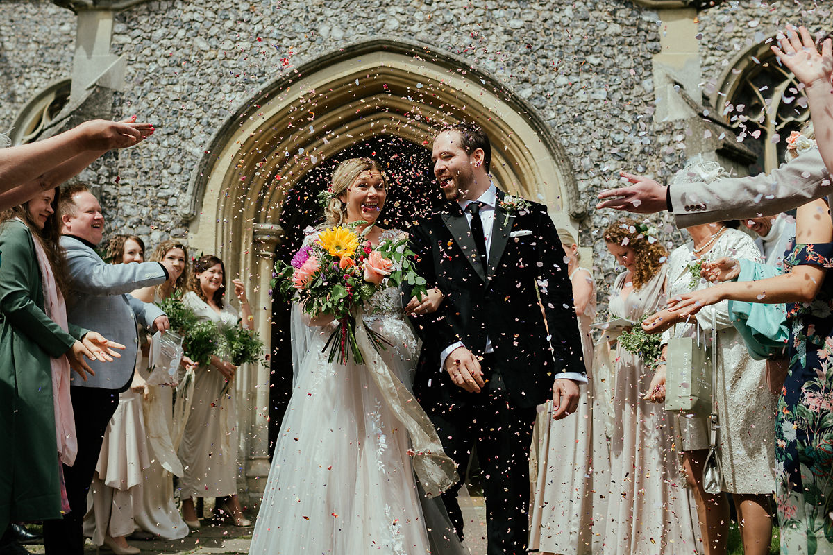 Confetti exit photo at St Mary's church in Old Amersham