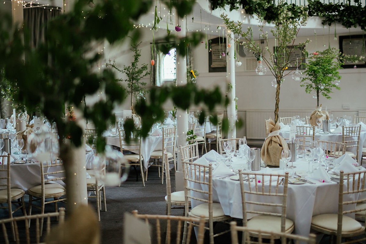 White and Green Kings Chapel wedding decorations