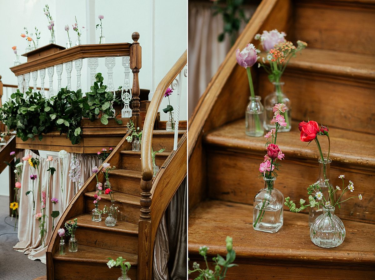 White and Green Kings Chapel wedding decorations