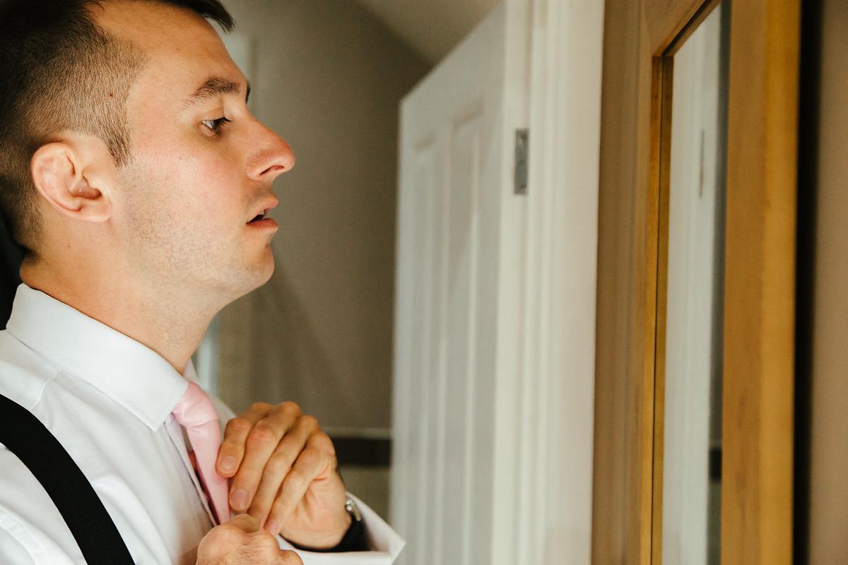 Pink tie for a groom