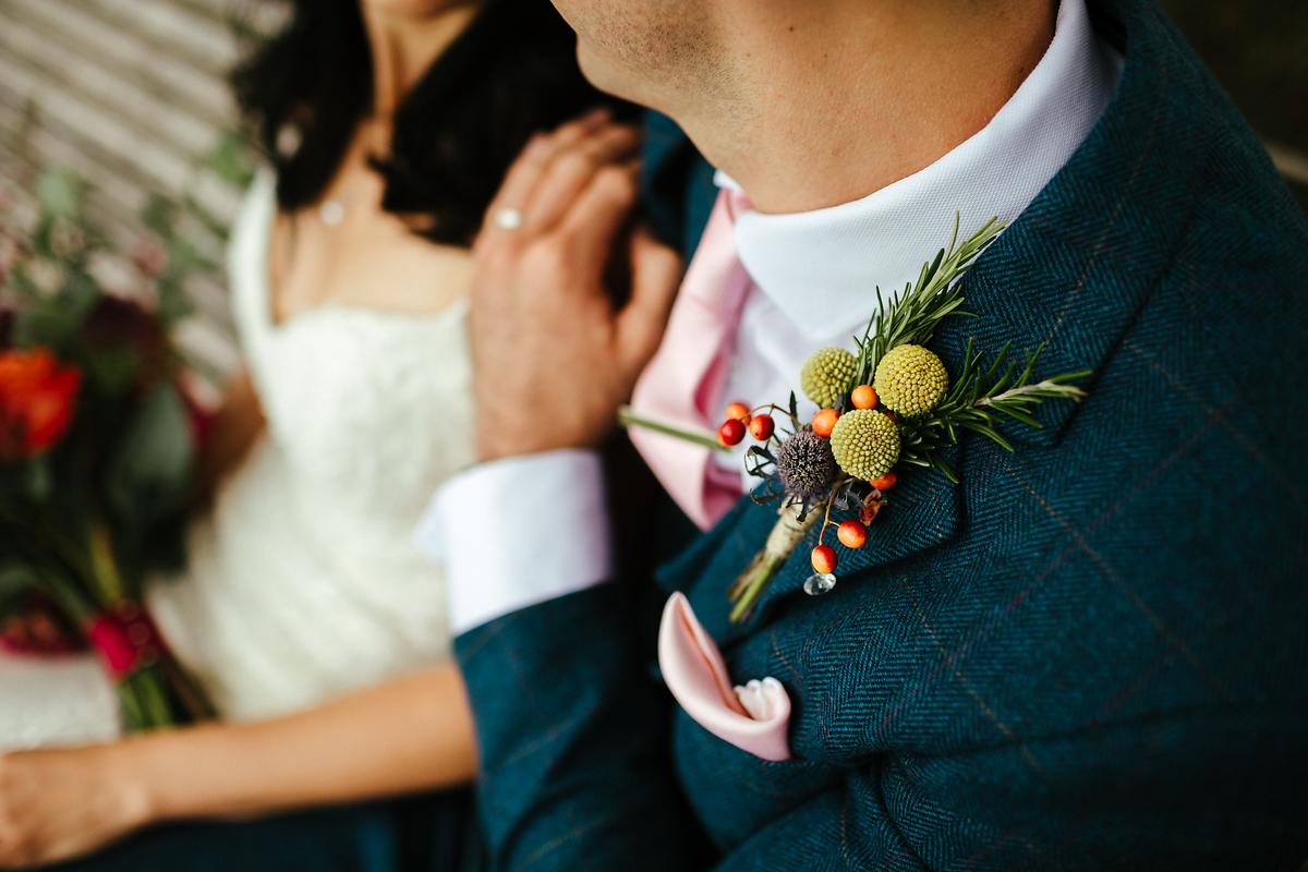 Vibrant wedding buttonhole