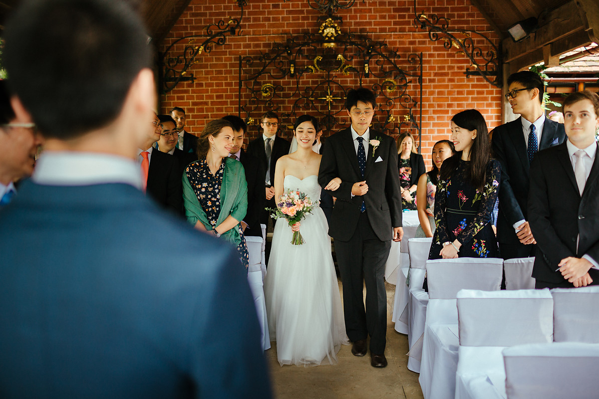 Civil wedding ceremony outside at the Dairy