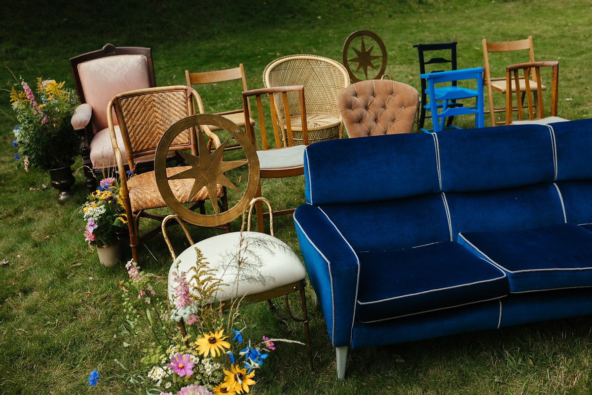 Mixed chairs for wedding ceremony