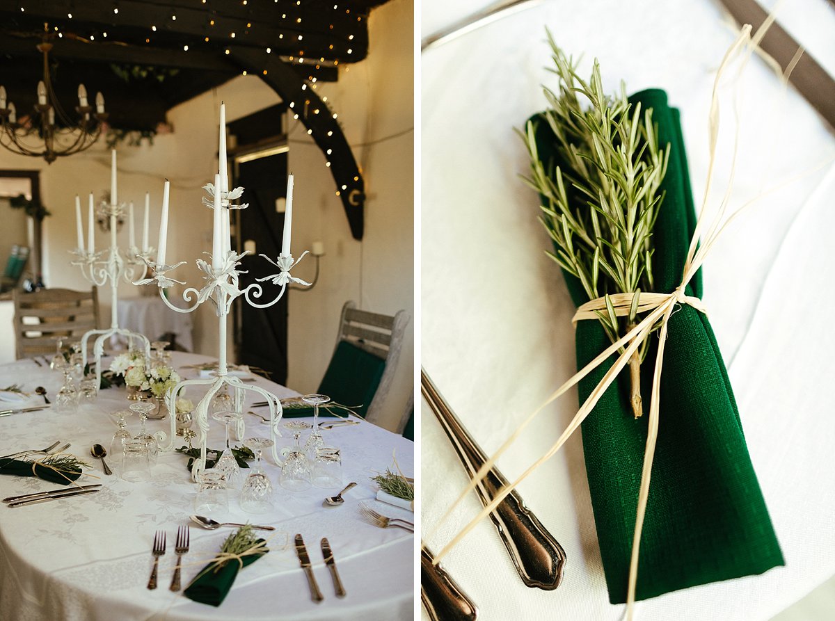 Fresh rosemary for wedding table decorations 