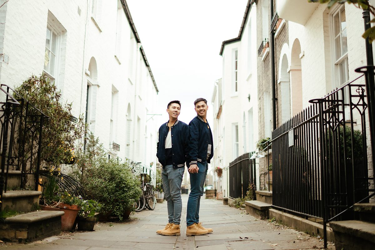 Same sex natural engagement photos in Cambridge 