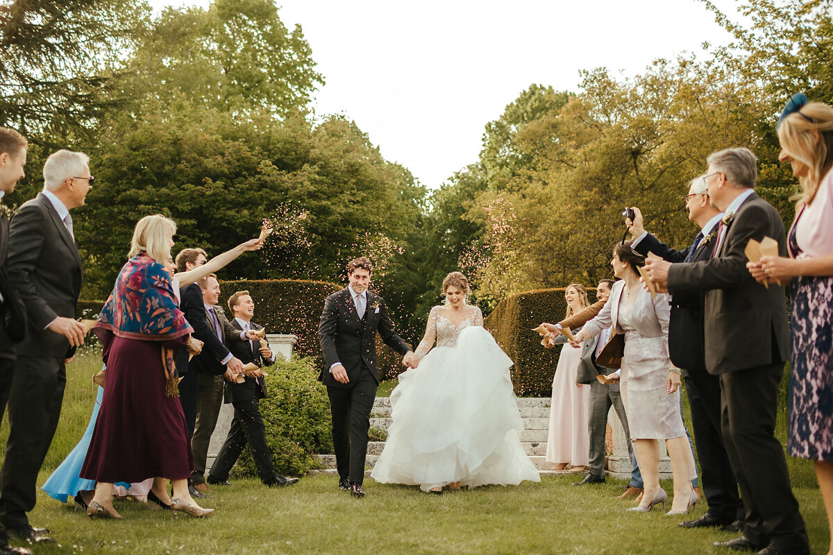 Fun and chic confetti photos at Goodnestone Park